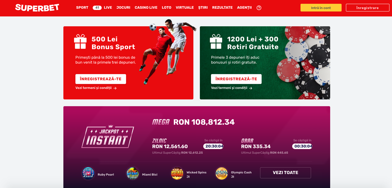 Superbet Casino Homepage